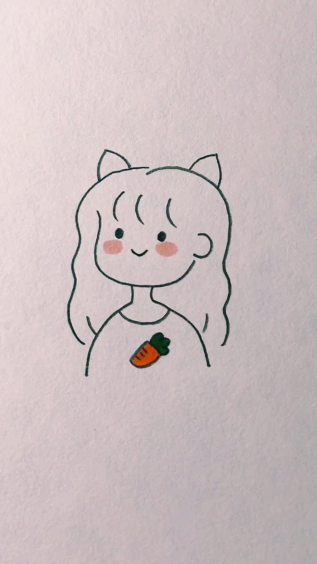 #画画原来如此简单#「简笔画」带猫耳朵发夹的可爱小女孩快来认领吧～