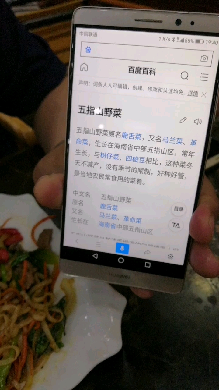 #舌尖上的旅行#问了服务员,原来叫五指山野菜,又名鹿舌菜1!