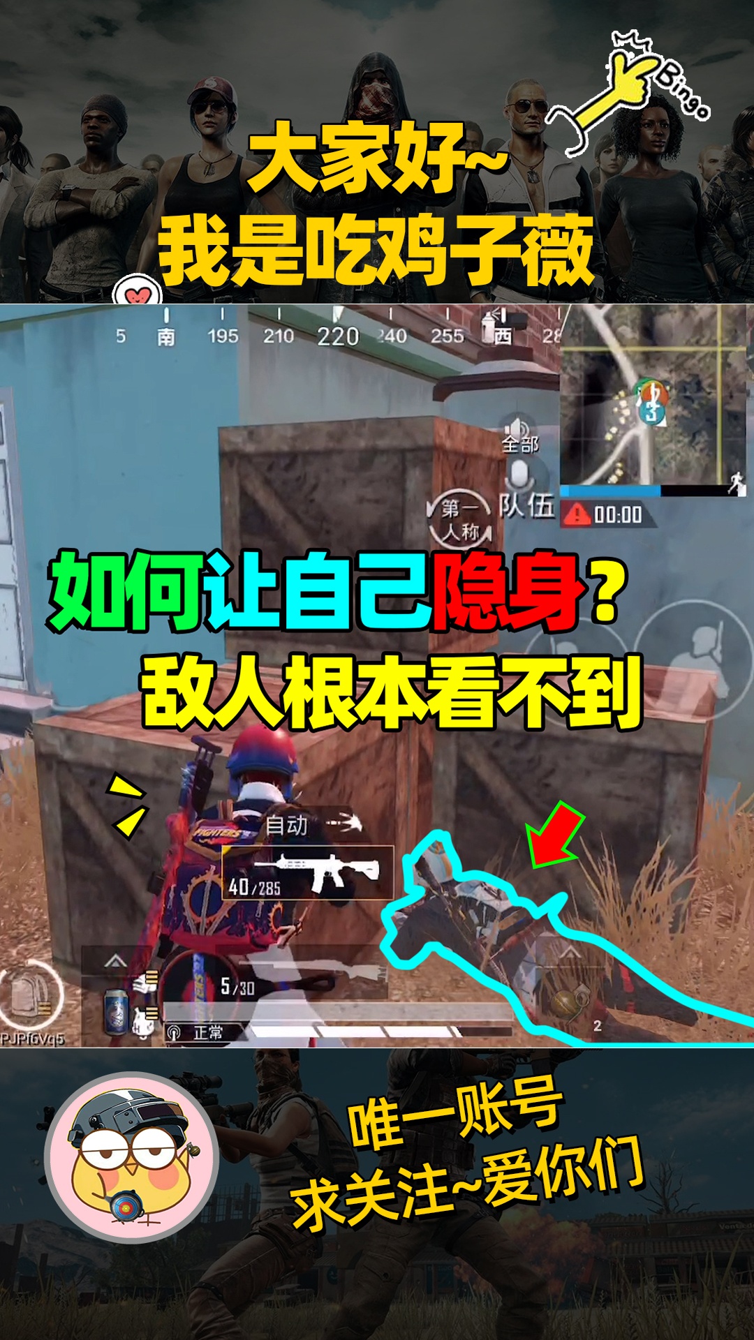 #和平精英#子薇解说:如何让自己隐身?敌人根本看不到,电子竞技不需要视力