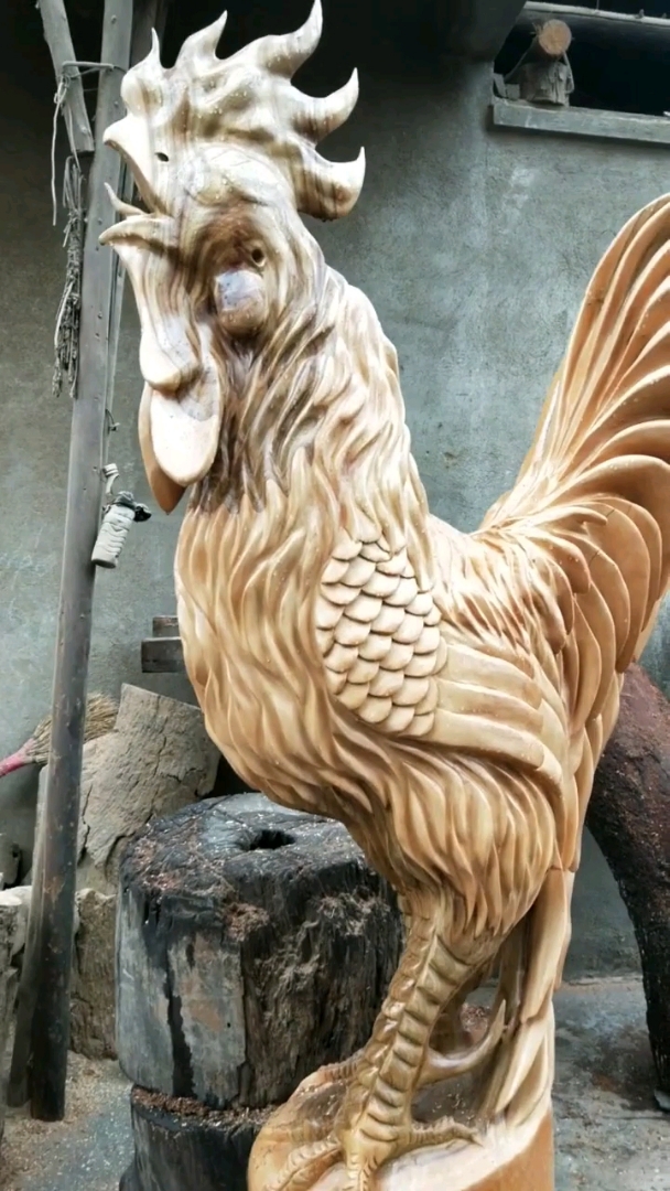 木雕作品,大公鸡。