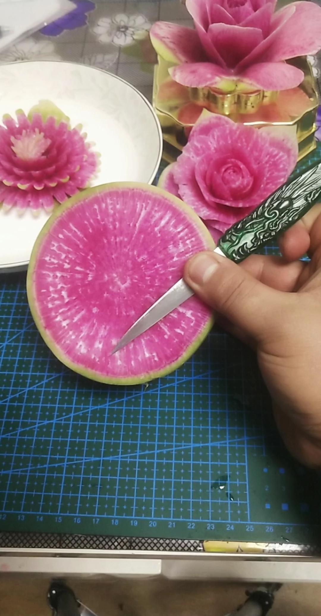 #食品雕刻#神仙鱼,雕刻练习,雕的不好经供参考。