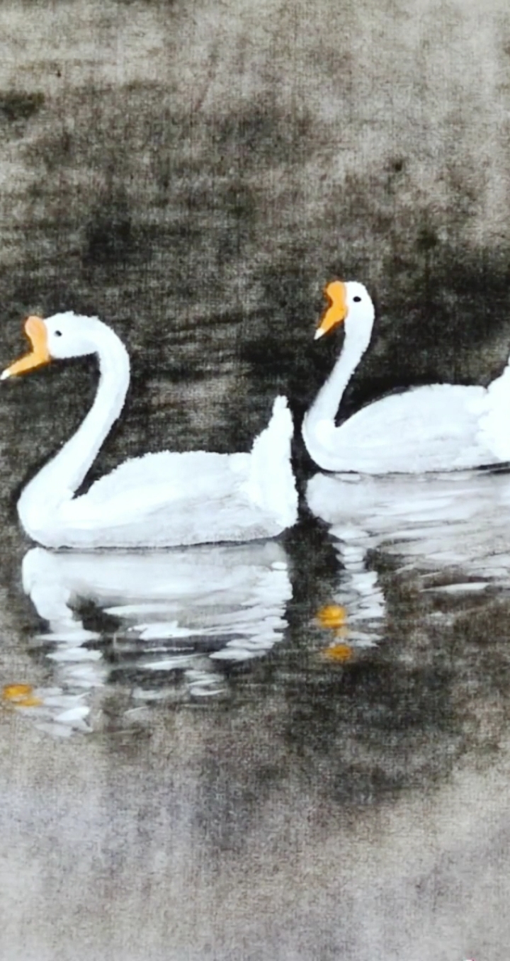 怎样画白鹅,双击加关注学到更多国画技法