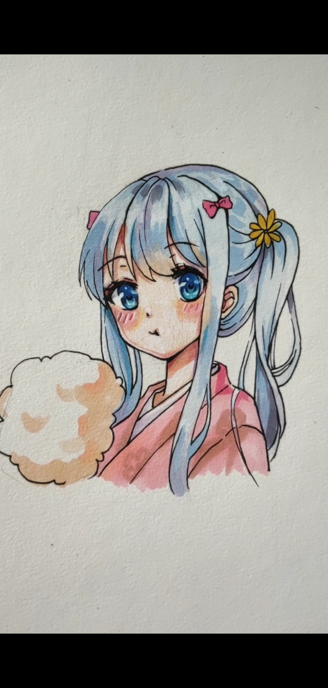 #画画#老师布置吃棉花糖的动漫人物