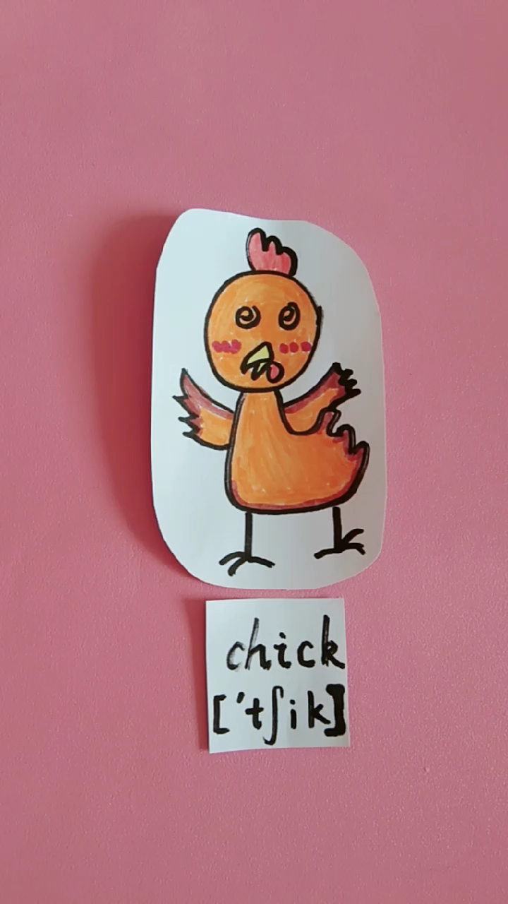 一年级英语单词拼读发音chick小鸡简笔画