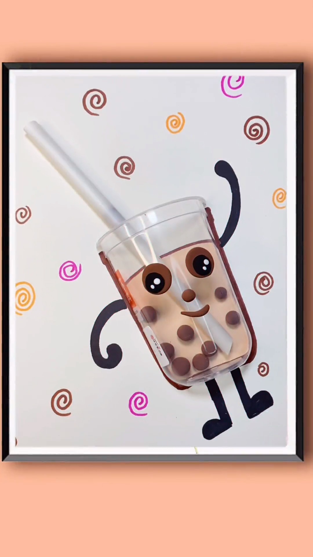 #创意手工DIY#喝完的奶茶杯子不要扔，来做一幅温暖的奶茶创意贴画吧#亲子手工 #幼儿手工