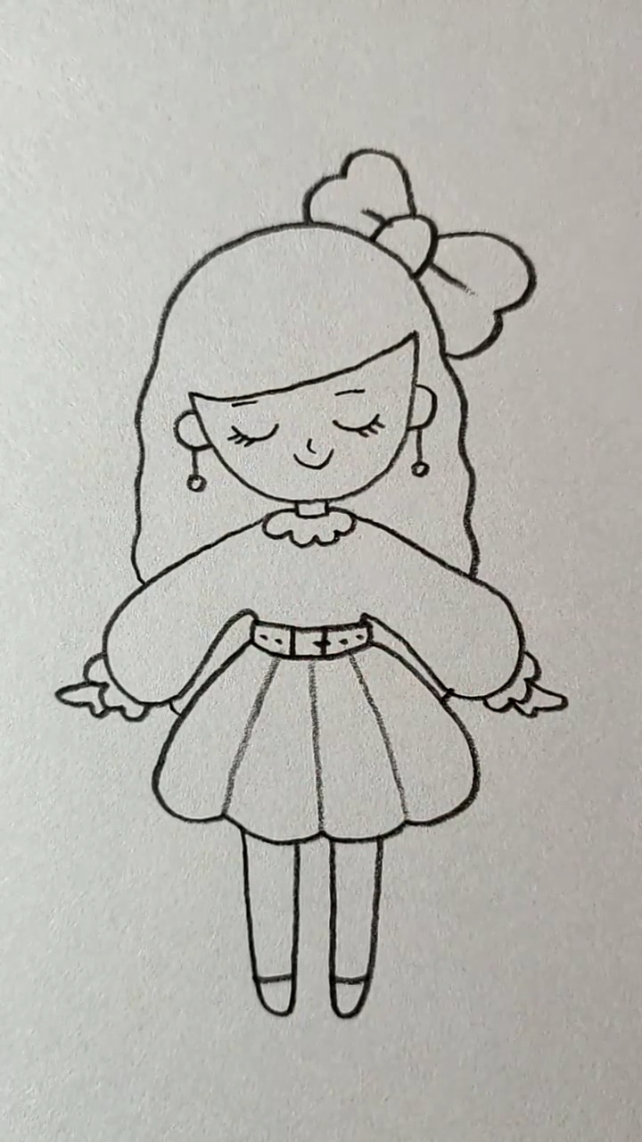 #简笔画#画美丽动人的小女孩