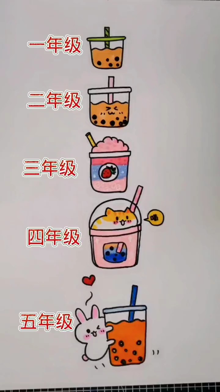 #手绘#不同年级画的奶茶,你喜欢哪个?