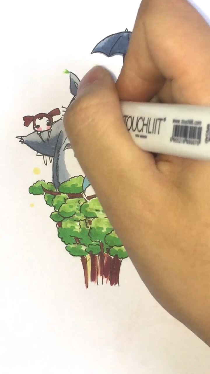 龙猫简笔画,最喜欢的动漫卡通之一,胖胖的身体,超级可爱!