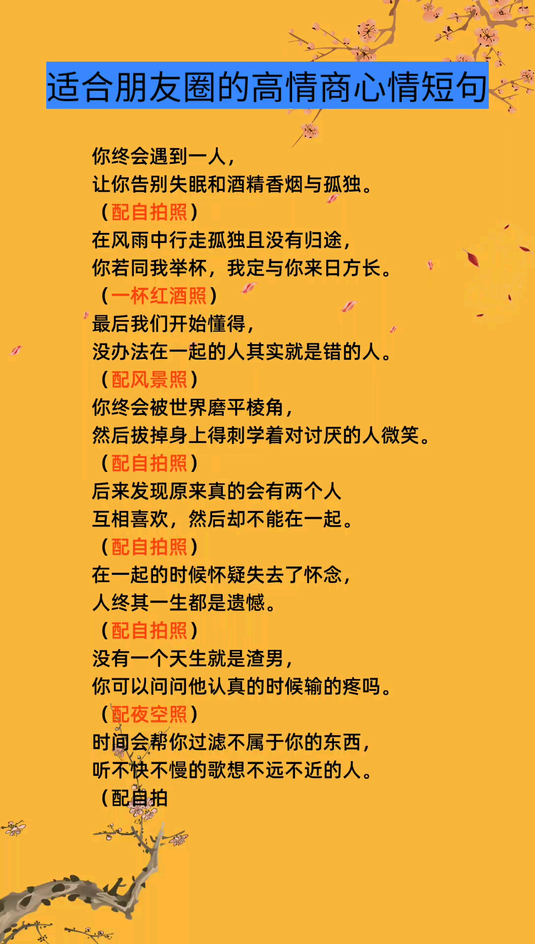 #适合发朋友圈的文字#适合发圈的高情伤语录