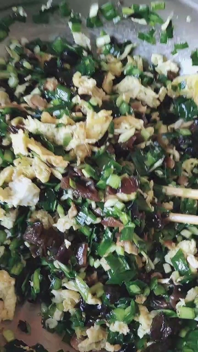 今天给两个孩子做三鲜馅包子,香菇木耳鸡蛋虾皮韭菜馅的。