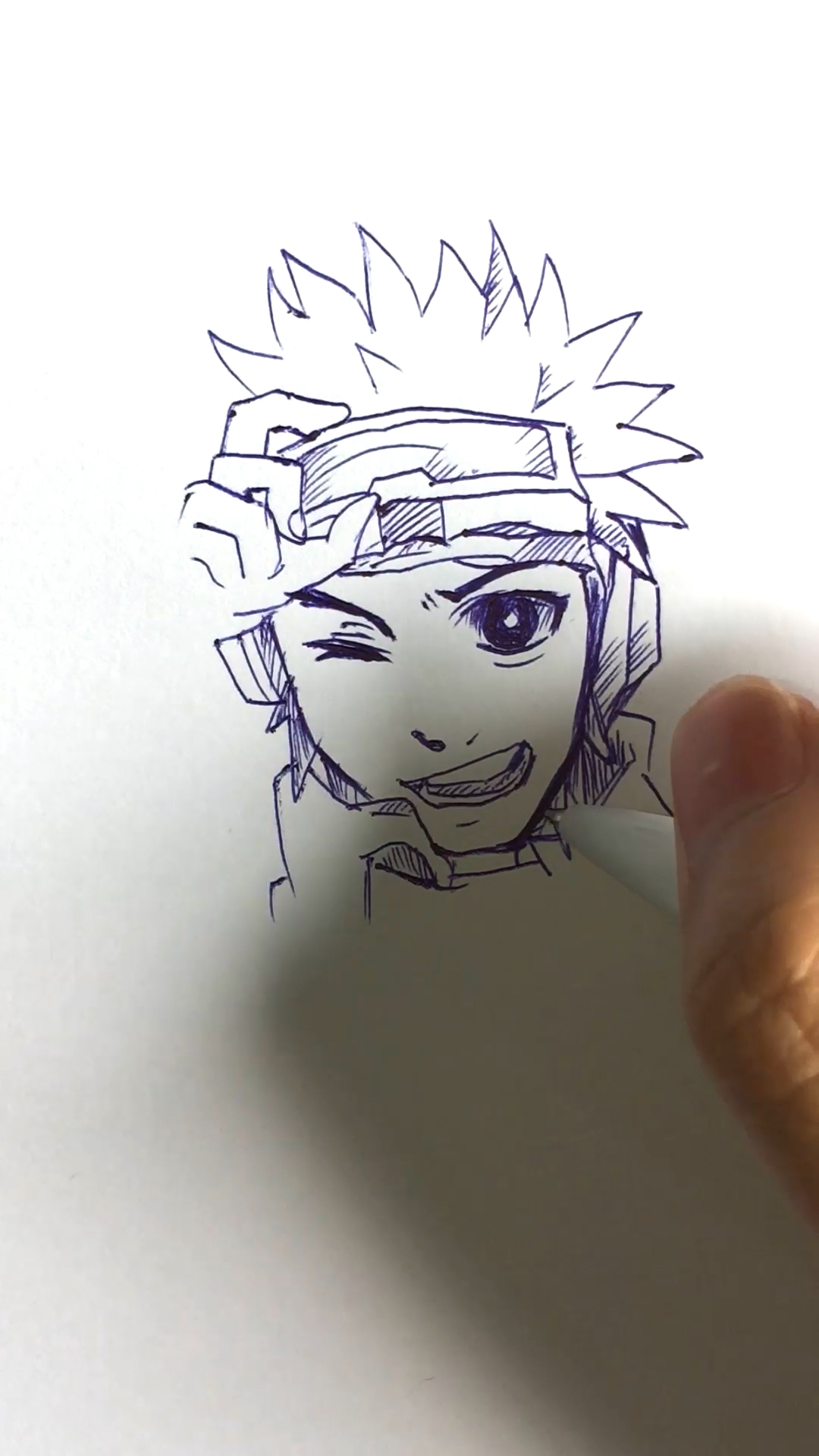 #这是高手#宇智波带土简笔画,是用圆珠笔画的哦