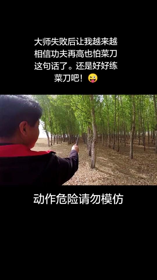 大师失败后让我越来越相信功夫再高也怕菜刀这句话了。还是好好练菜刀吧!??动作危险请勿模仿!