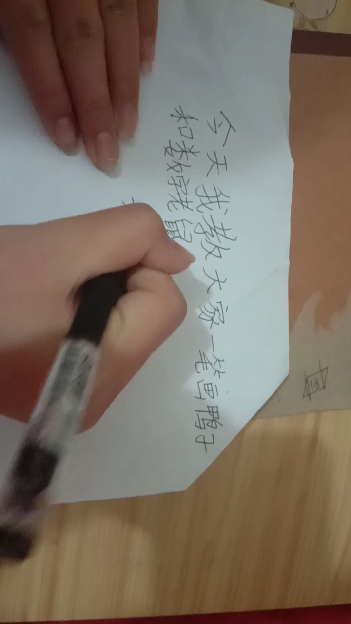 今天我叫大家一笔画鸭子和数字老鼠。