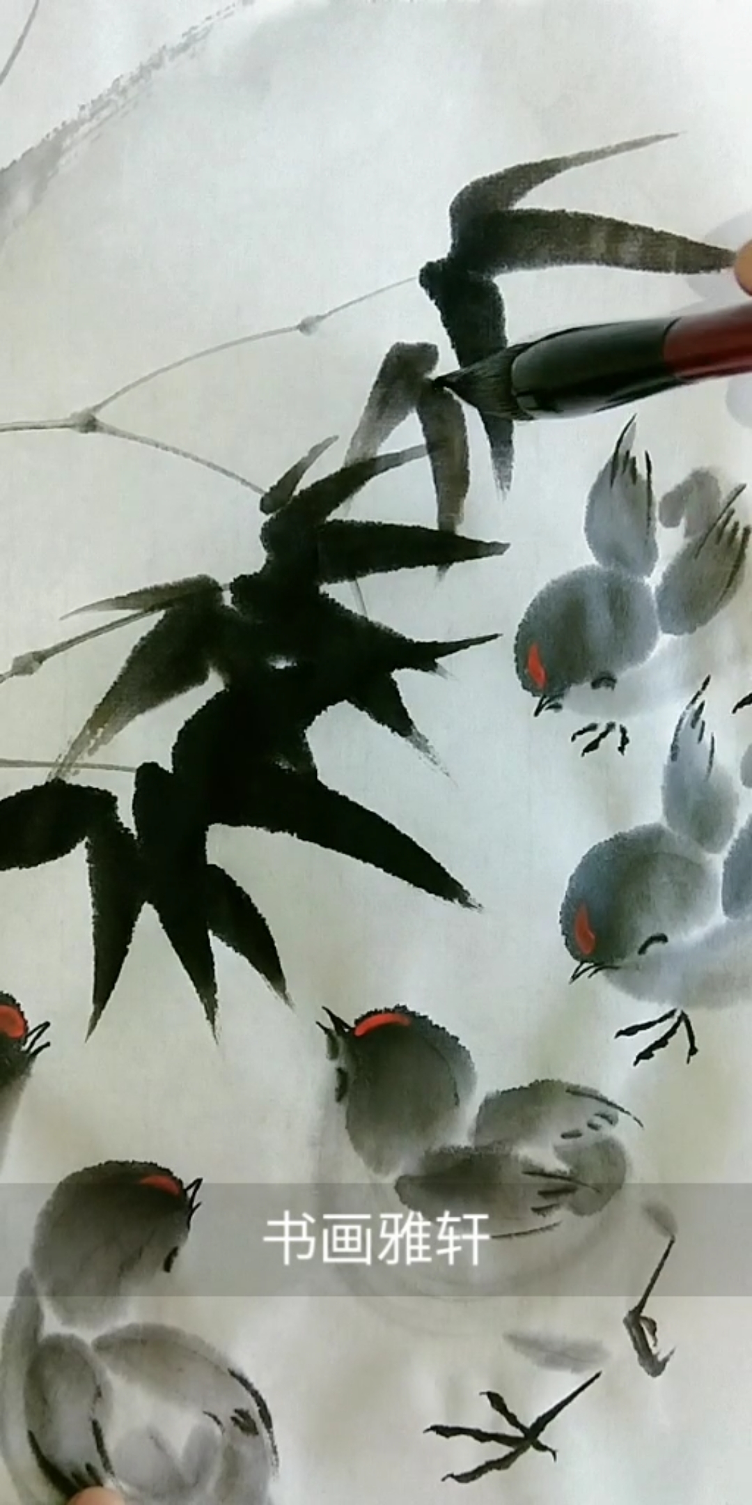 #中国画#画竹子和五只小鸡,寓意着平安吉祥!为武汉加油!祈福人们平安健康!战胜病毒!