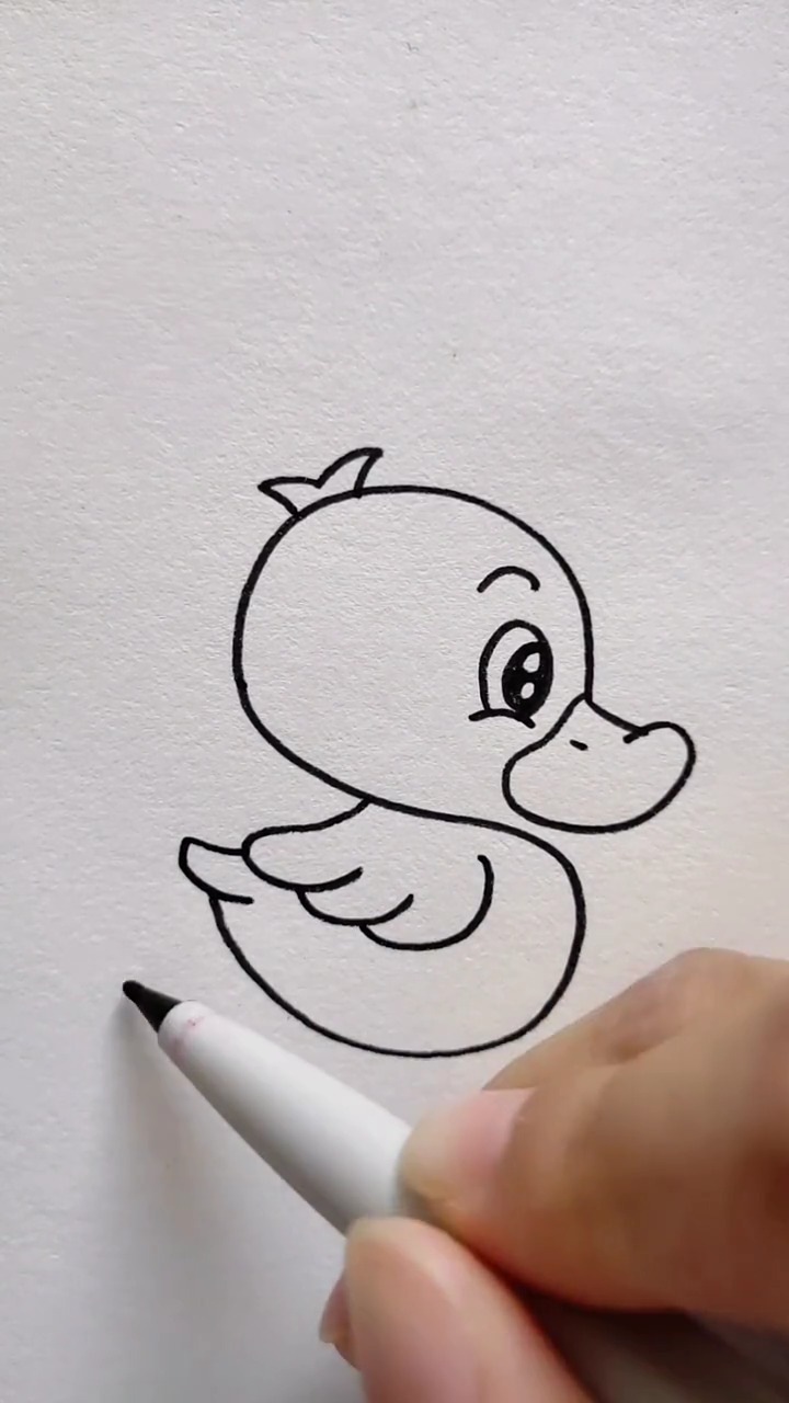 #简笔画#S画个小鸭子,门前大桥下,游过一群鸭