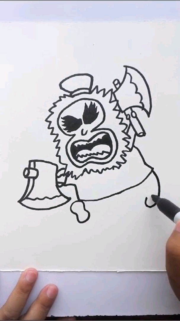 李逵简笔画,配上好汉歌,刚刚好噢