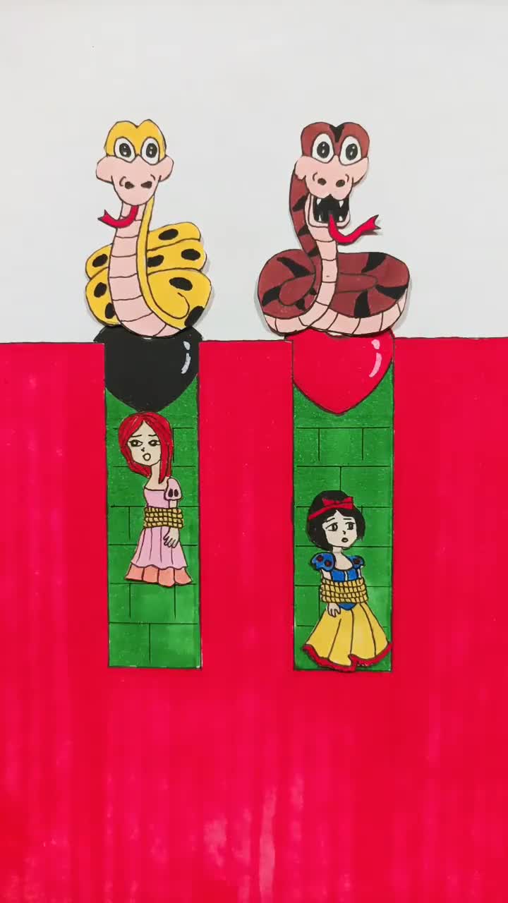 #手绘卡通#小黄蛇和小黑蛇