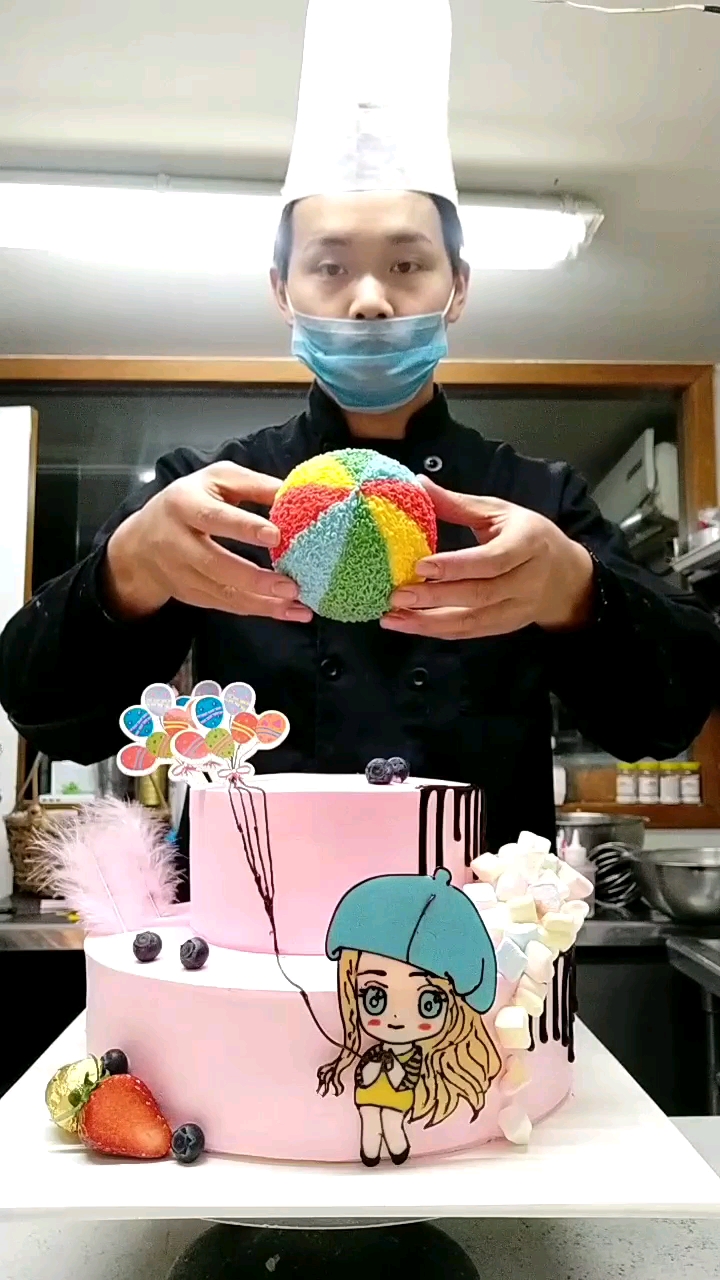 Q版迪丽热巴蛋糕制作过程,喜欢热巴的有吗?