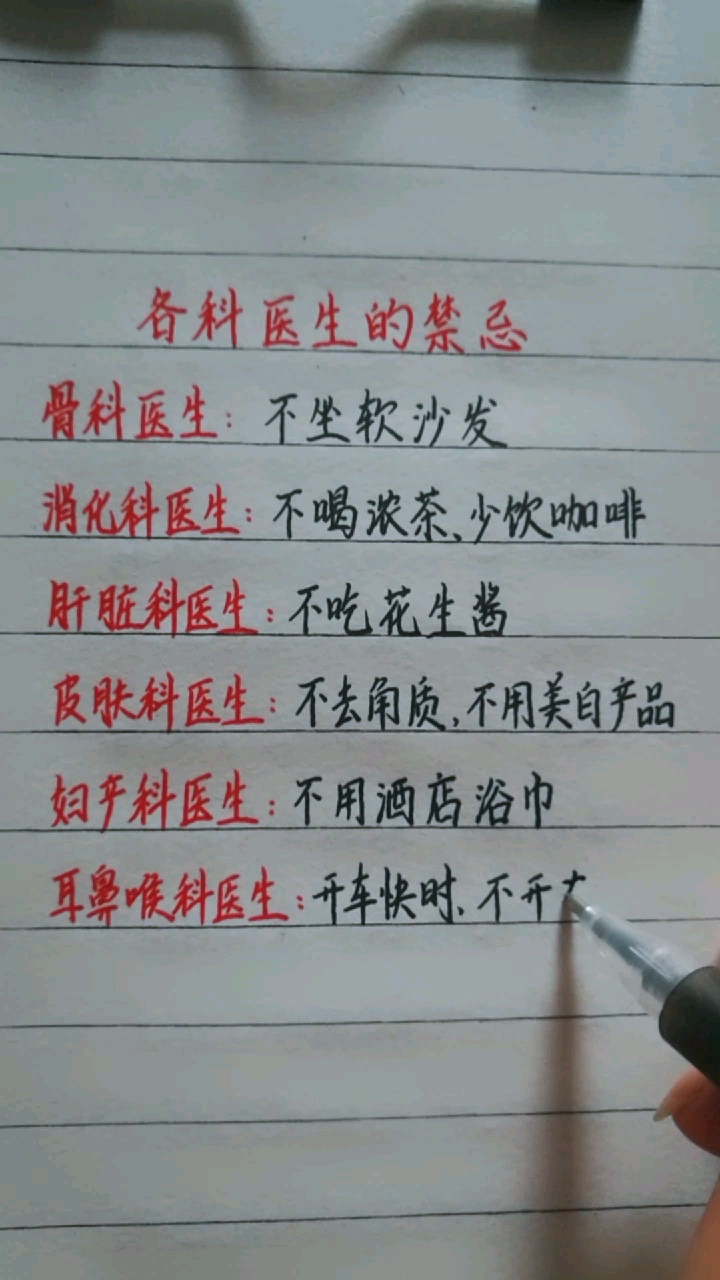 #我要上热门#各科医生的禁忌