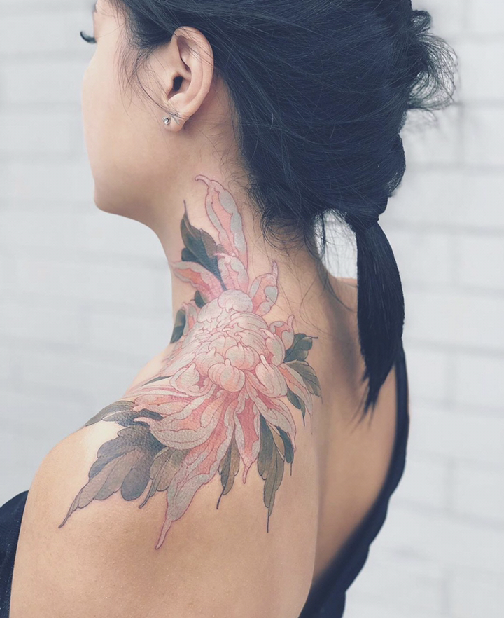 #你喜欢的样子我都有#牡丹花纹身分享#纹身#杭州大唐纹身