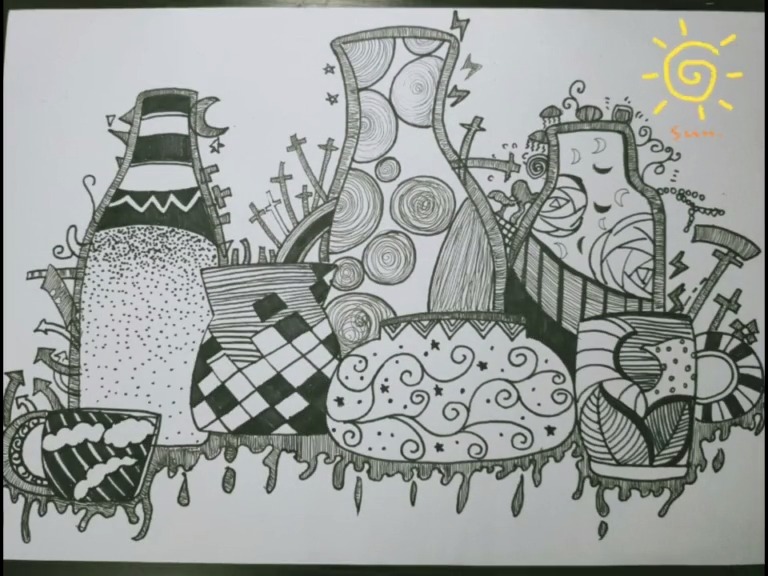 更新黑白线条,快快画起来吧#黑白线条画 #手绘 #儿童画