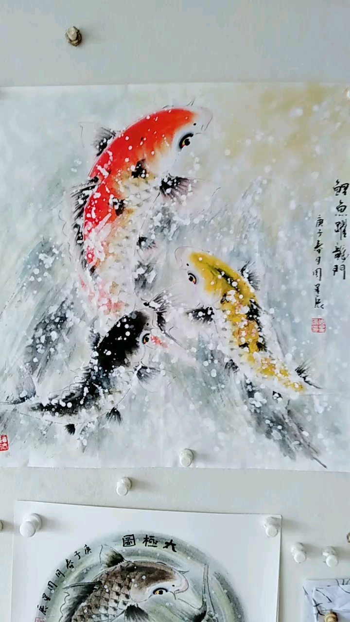 #我的奋斗人生#周星辰国画,鲤鱼跃龙门 68*68cm
