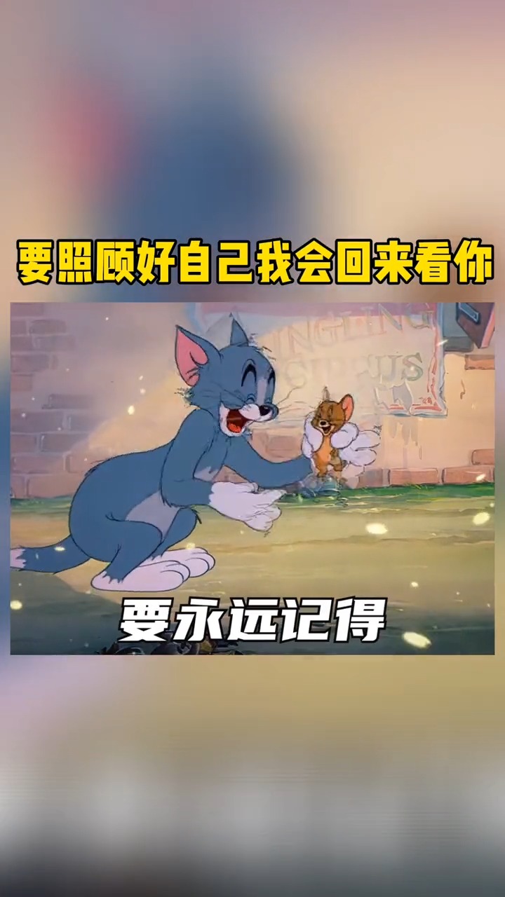 晚饭按时吃,睡觉要盖好被子,我会回来看你的。#表情包 #汤姆和杰瑞 #搞笑视频