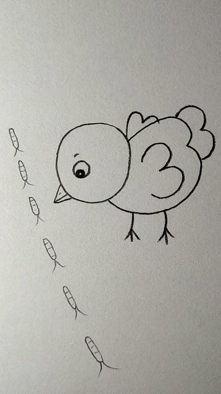 #简笔画#用四个3画小鸡