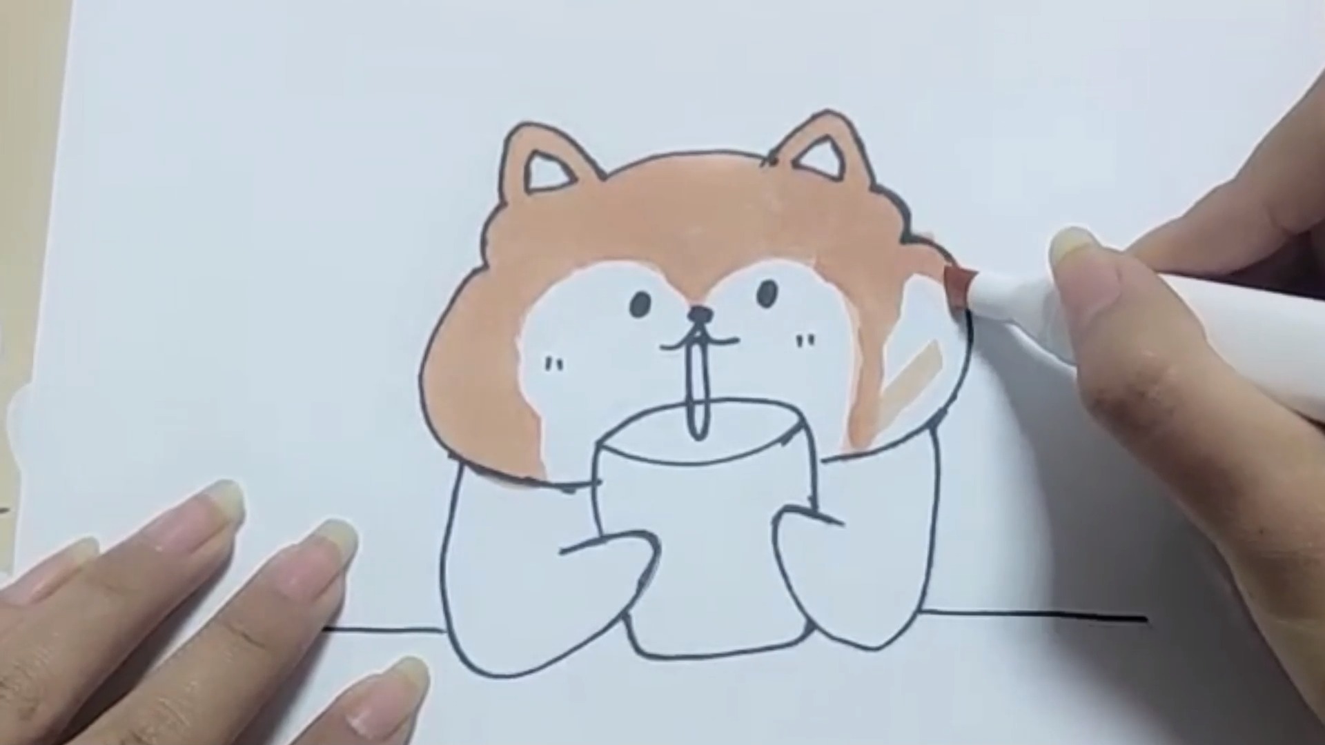 大家好我是优优,教你们画个喝奶茶的小狗,赶紧画起来吧!