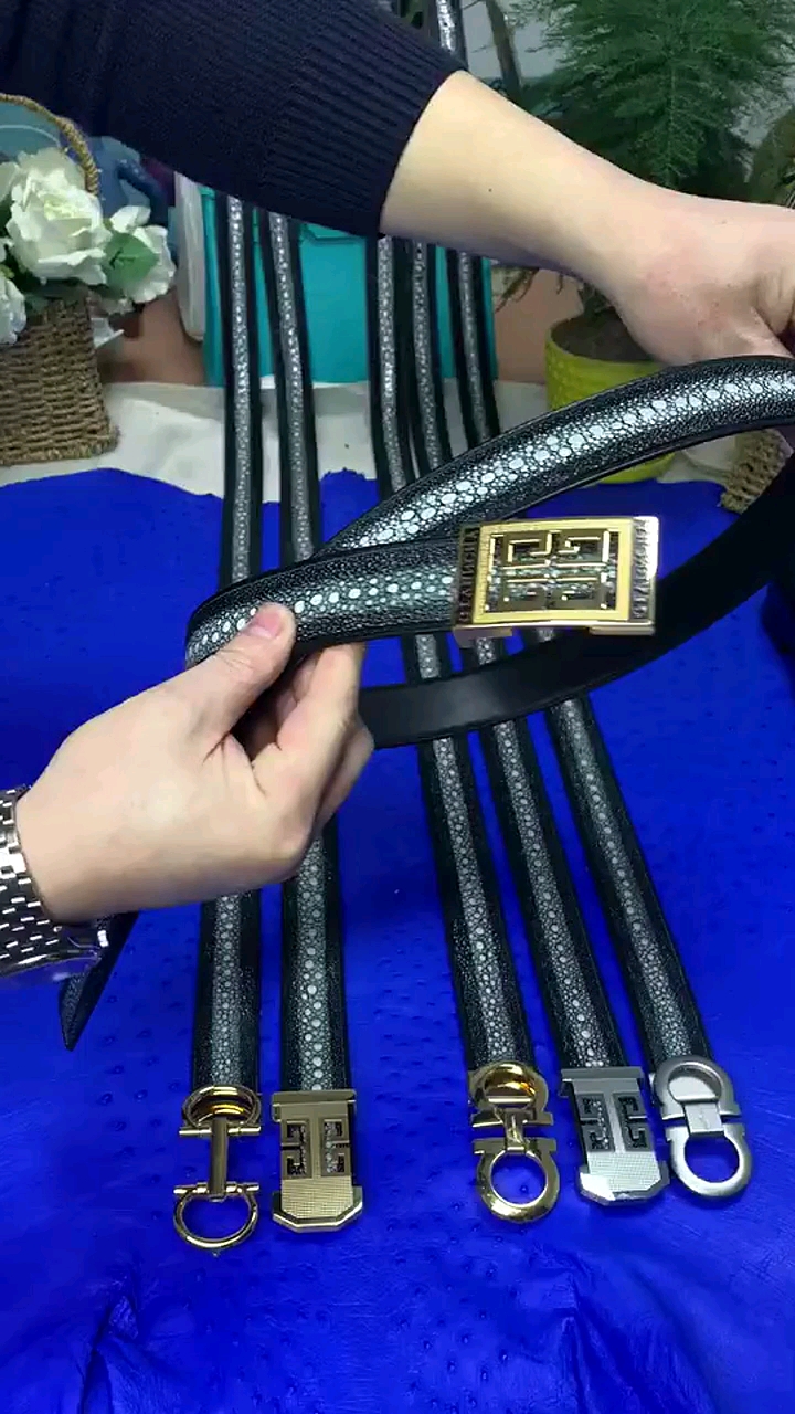 珍珠鱼皮腰带扣头随意搭配