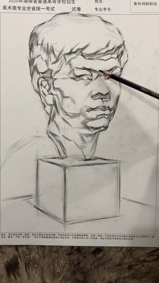 只要在美术联考考纲之内的考题都得训练,当然也包括石膏头像