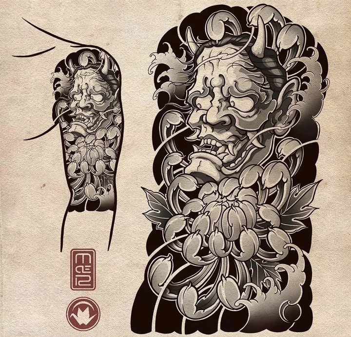 #纹身#传统手稿·花臂.半甲.满背.包括荷花.般若.猫头鹰.仙鹤.老虎.鲤鱼