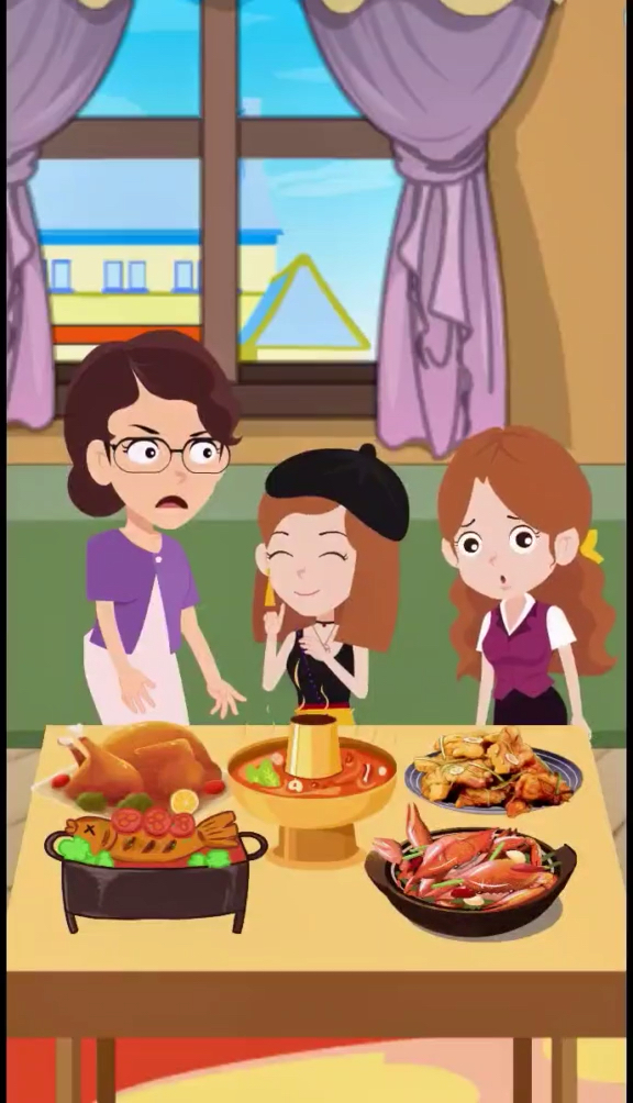 #小动画#贝尔姐姐回到家妈妈准备了一桌丰盛的晚餐