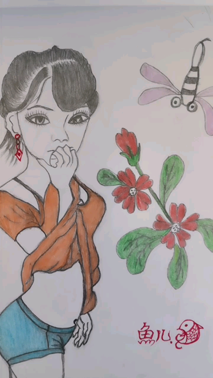 上午好鱼儿手绘铅笔画