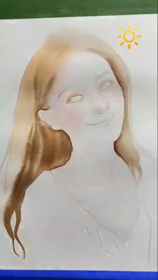 水彩小像一副水彩画,水彩人物,武汉加油,水彩过程,