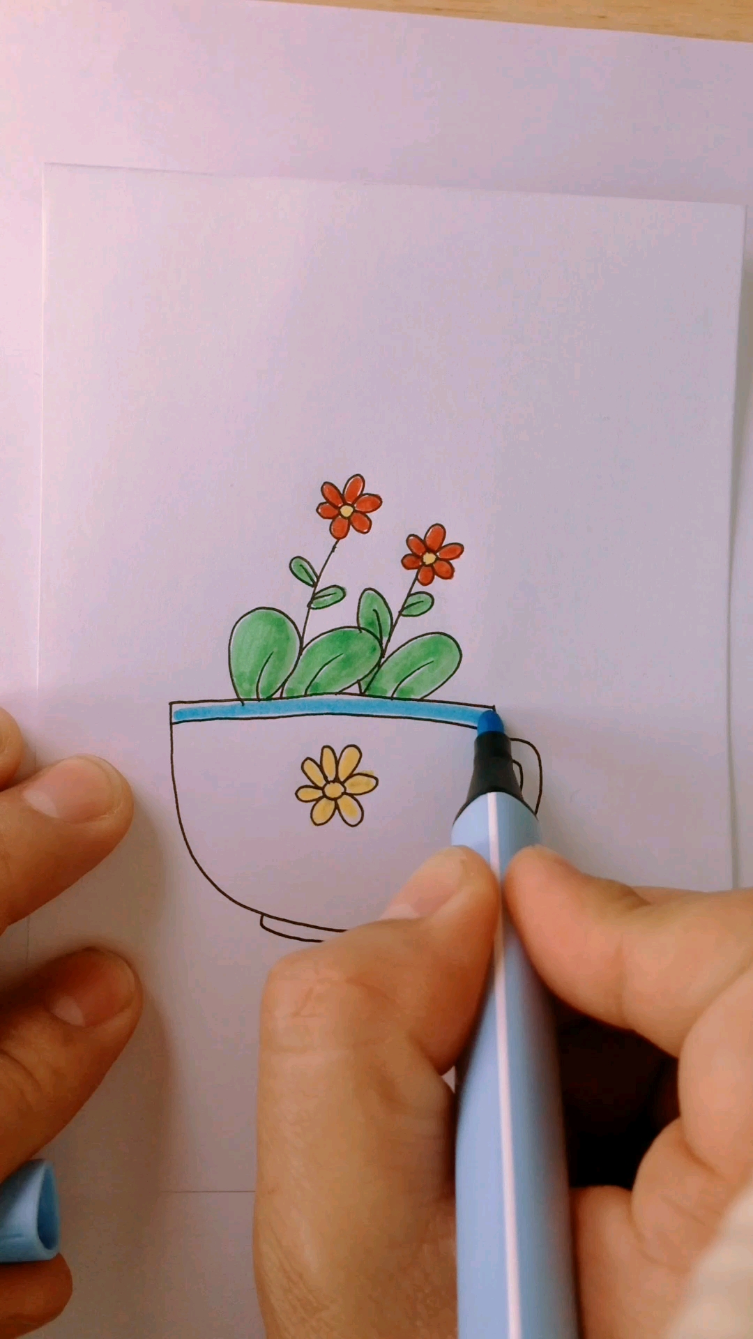 宝宝学画画.漂亮的盆栽植物