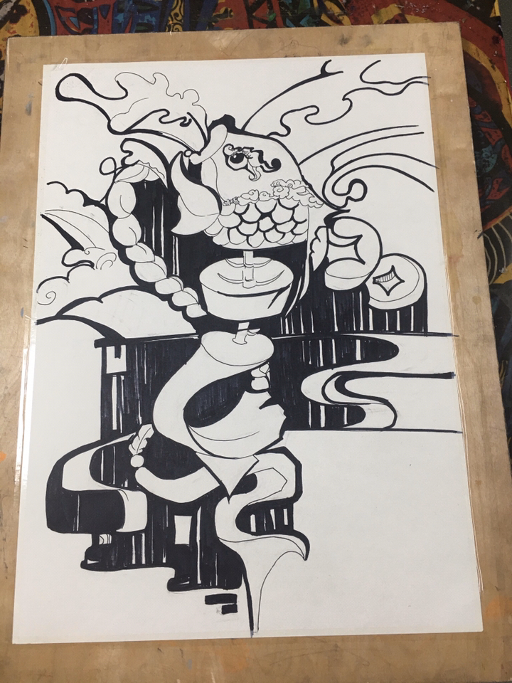 备个国潮版装饰画,鲤鱼跳龙门提前祝大家鼠年万事如意!