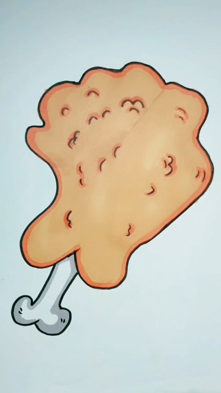 简笔画鸡腿,用??画鸡腿
