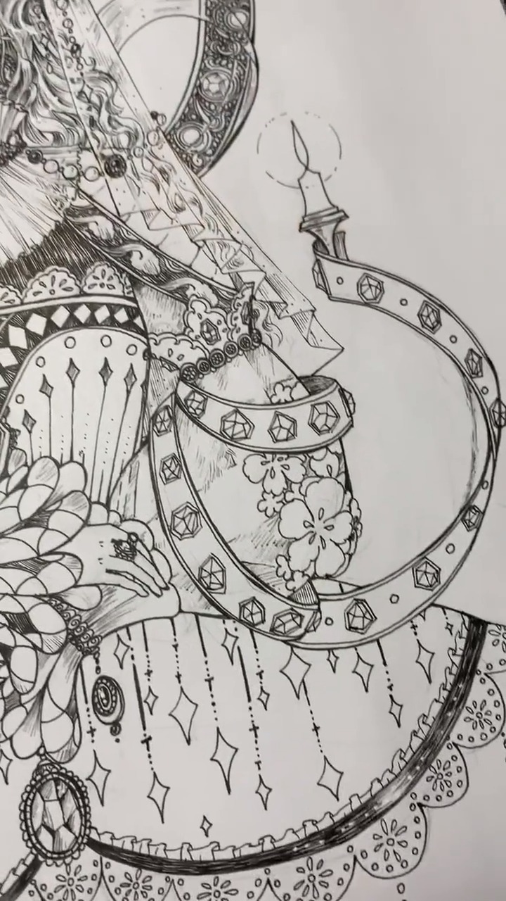 #手绘 #画画 #黑白线条画 欧风针管笔插画来一份,因为书里也会收录欧风插画。