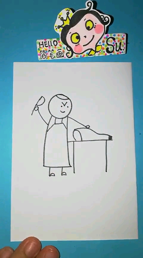 卖猪肉的叔叔是什么职业?～简笔画