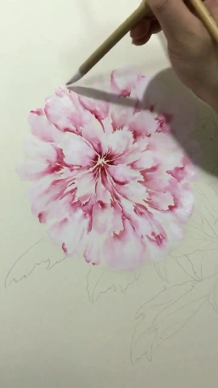 #全民独门绝技咖#非鱼的国画没骨牡丹#国画#国画教程 