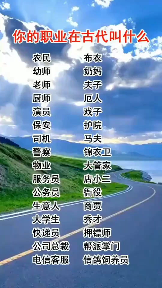 你的职业在古代叫什么