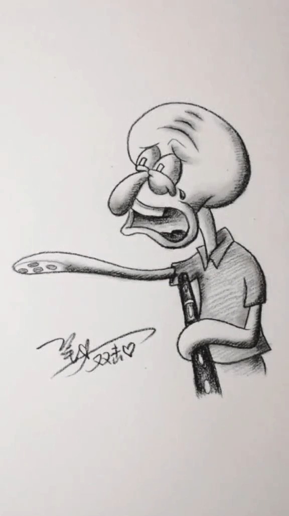 #手绘#一支素描铅笔，6秒教会你画章鱼哥