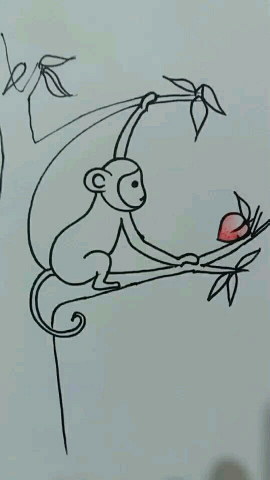小猴子爬树简笔画。