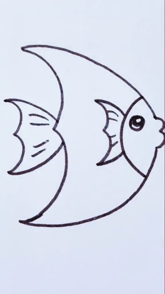 简笔画鱼,数字画教学,用3画鱼