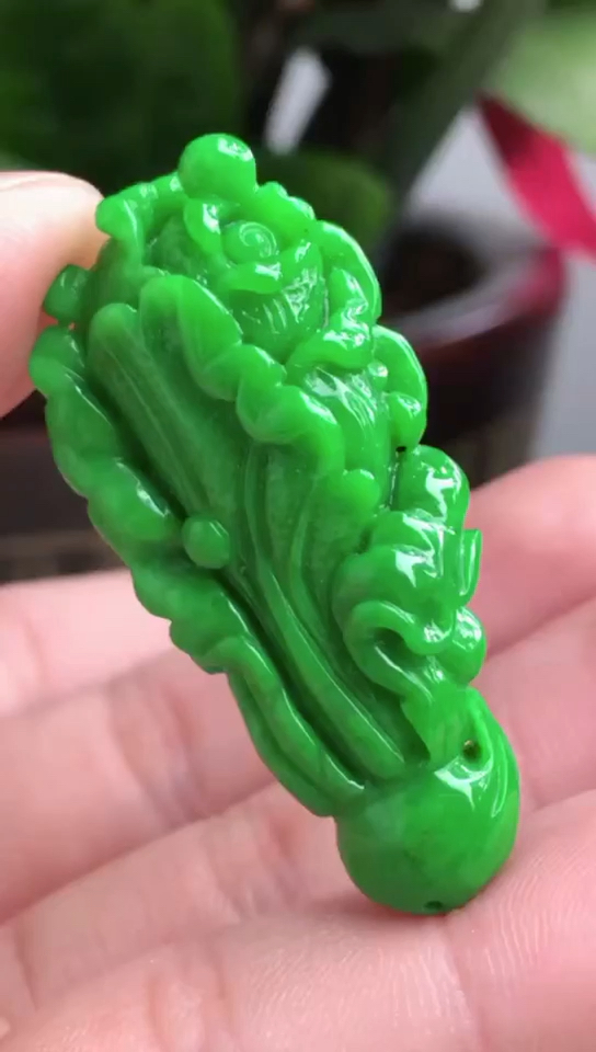 #中国好青年#正阳绿白菜吊坠46*19.7*10.5mm14.02g