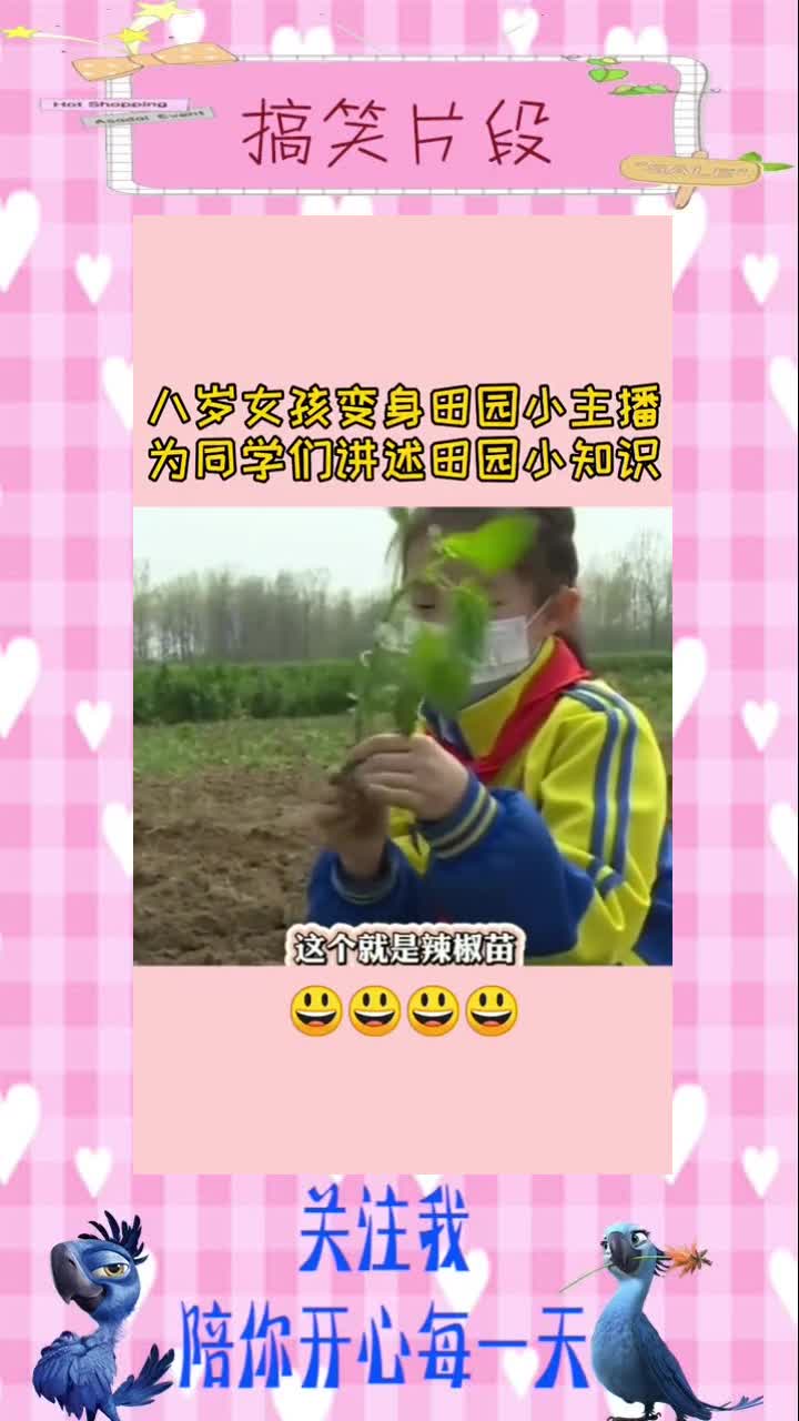八岁女孩变身田园小主播,熟悉菜地里的菜苗,真是太聪明了,搞笑段子