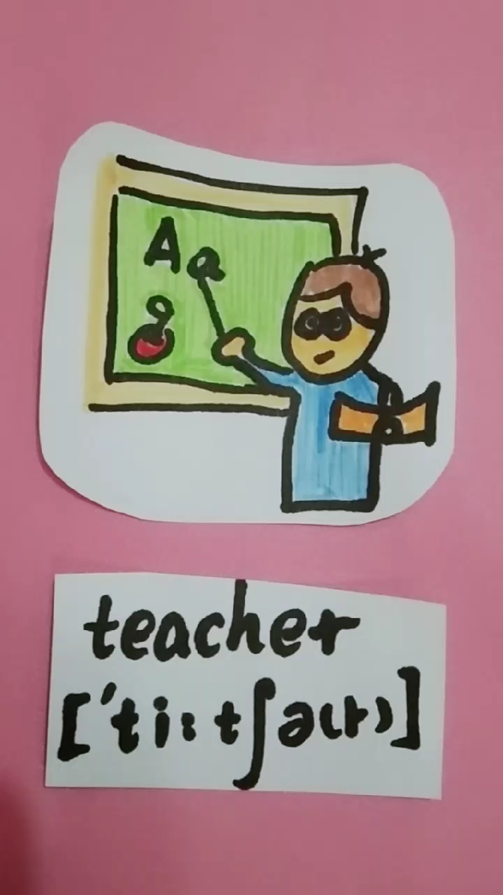 一年级英语单词拼读发音teacher老师简笔画
