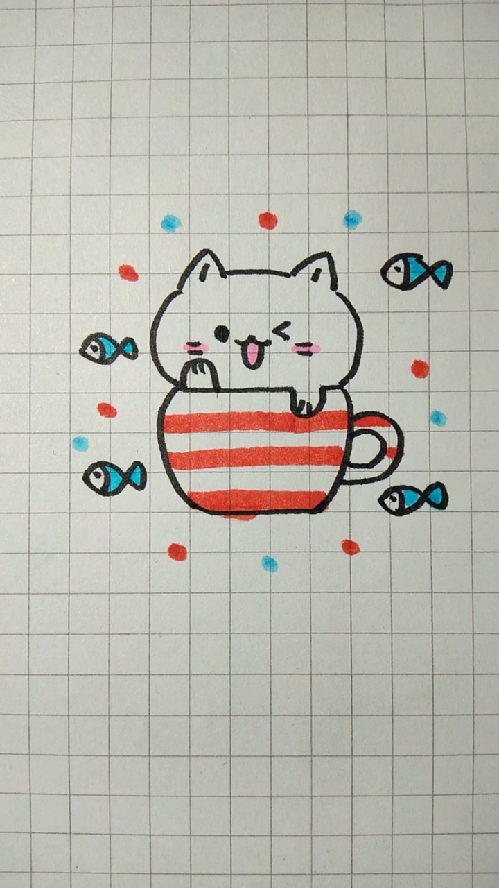 #画画原来如此简单#这一看就是给小鱼干就可以随便摸的猫