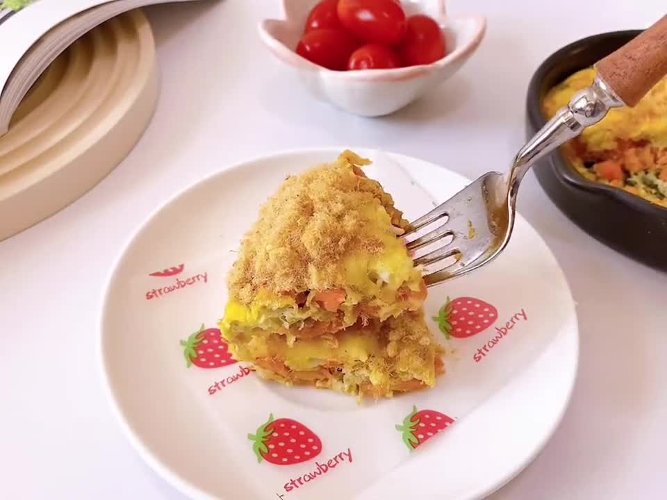 无面粉版的红薯肉松披萨,简单零难度,早餐必备